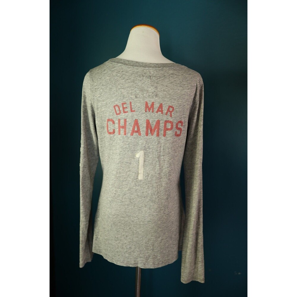 Hollister Shirt Womens Y2K Gray Long Sleeve Preppy Casual Surf Stretch Large